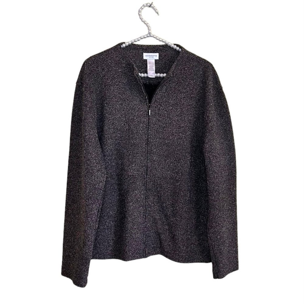 Vintage Liz Claiborne Zip-Front Tweed Jacket. Size L. EUC